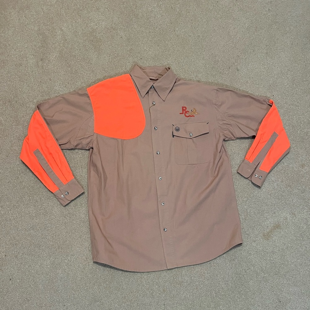 Beretta button up with orange and tan size M